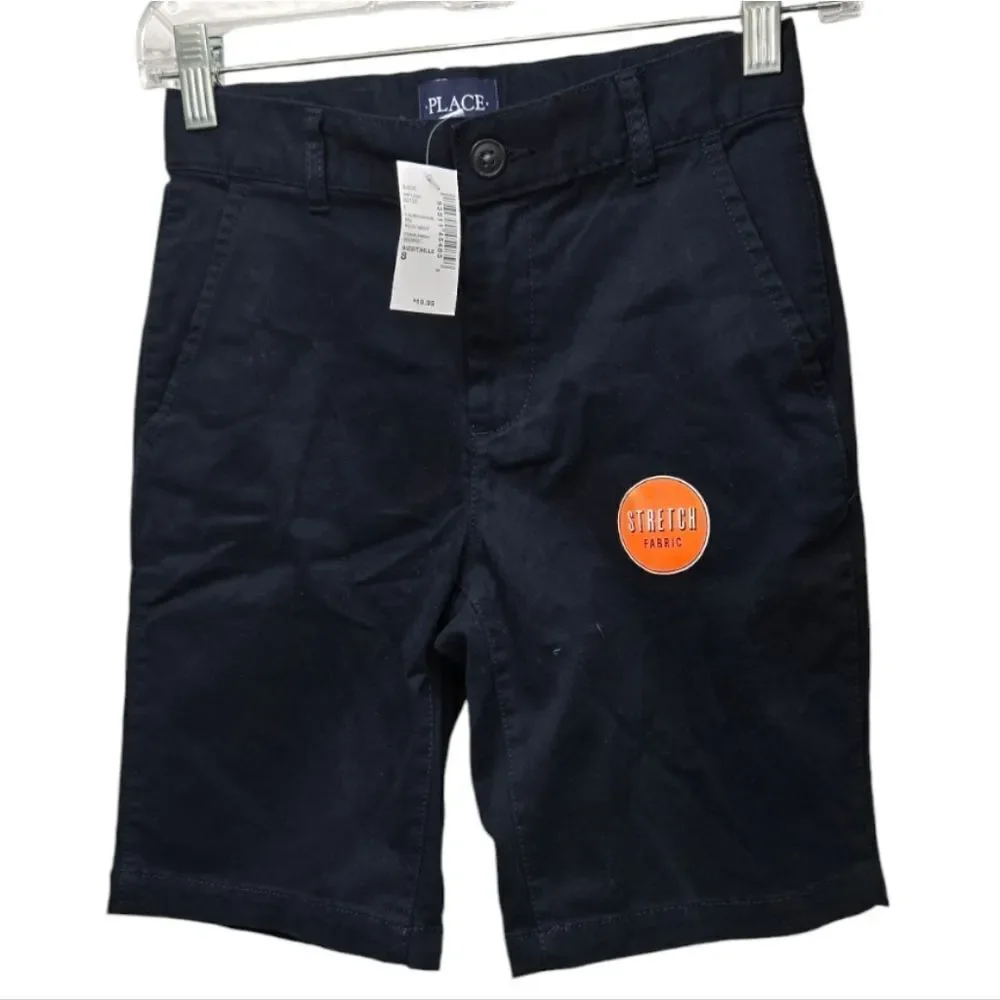 NWT The Children’s Place Boys Navy School Uniform Stretch Chino Shorts Classic 8